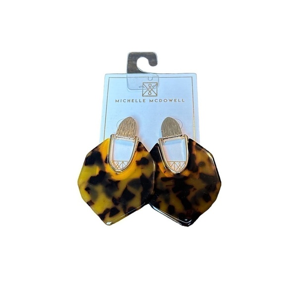 Michelle McDowell Lanier Dark Tortoise Post Earrings - Picture 1 of 9